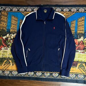 Navy Blue Polo Ralph Lauren track jacket  Zip up jacket size xl striped casual